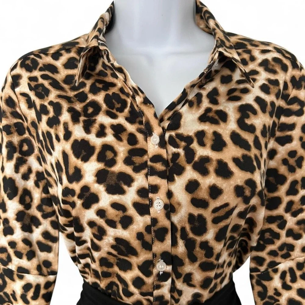 Rockabilly Shabby Chic Mobwife New York & Company Leopard Print Shirt - Picture 4 of 8